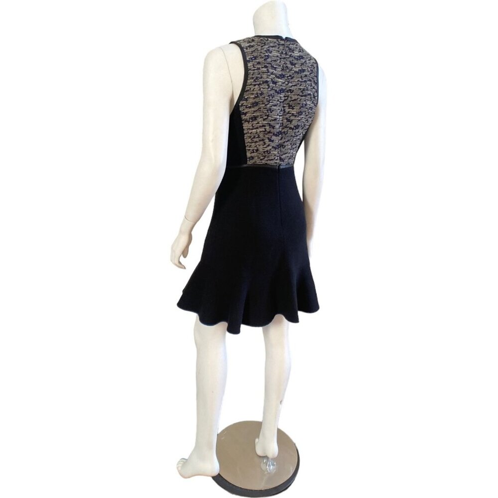 Rebecca Taylor Sleeveless Flared Hem Tweed Dress - Black/Grey, Size 4 - Picture 8 of 16